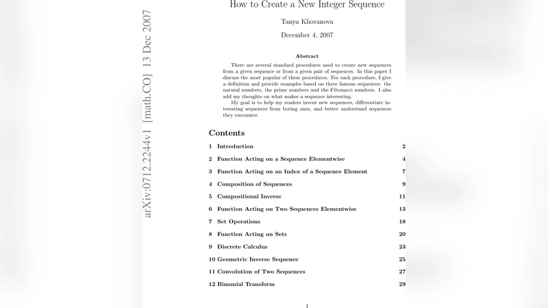 How to Create a New Integer Sequence