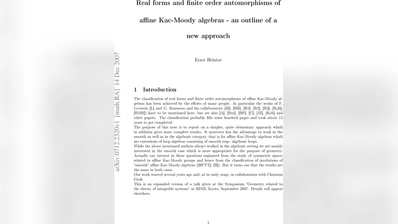 Real forms and finite order automorphisms of affine Kac-Moody algebras -   an outline of a new approach