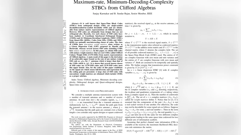 Maximum-rate, Minimum-Decoding-Complexity STBCs from Clifford Algebras