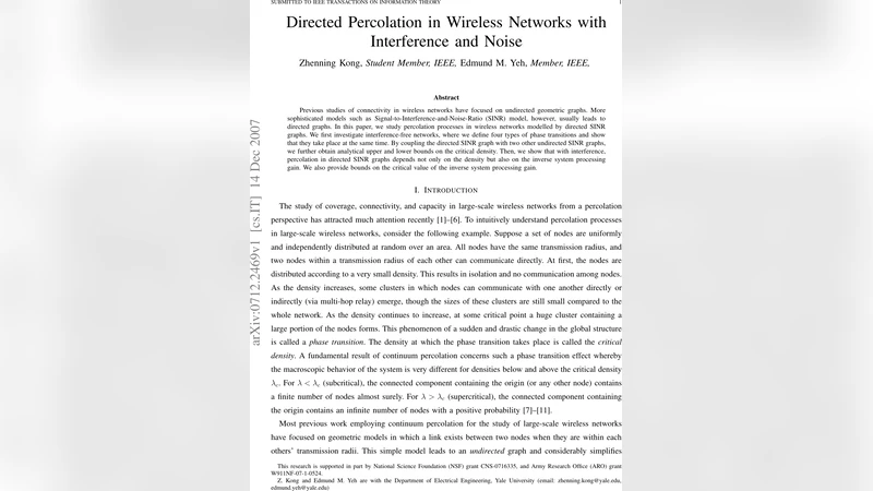 Directed Percolation in Wireless Networks with Interference and Noise
