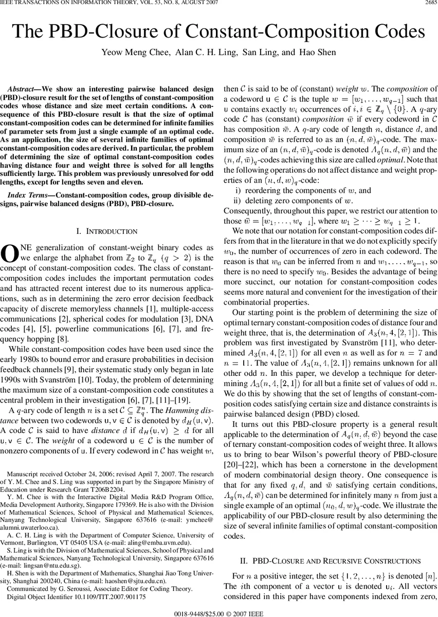 The PBD-Closure of Constant-Composition Codes