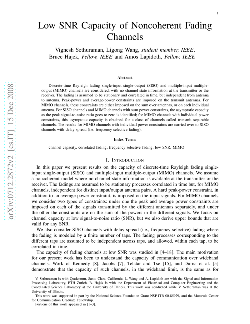Low SNR Capacity of Noncoherent Fading Channels