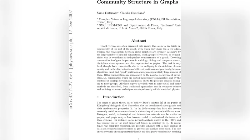 Community Structure in Graphs