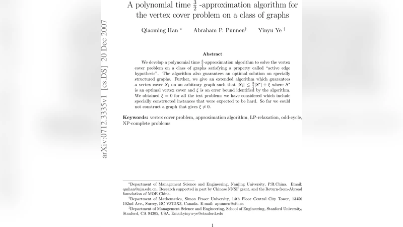A polynomial time $frac 3 2$ -approximation algorithm for the vertex   cover problem on a class of graphs