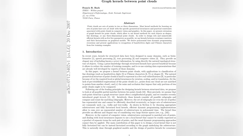 Graph kernels between point clouds