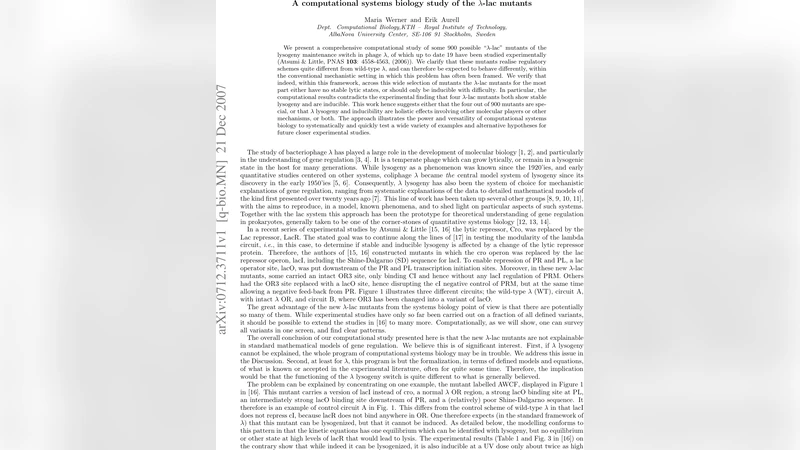 A computational systems biology study of the lambda-lac mutants