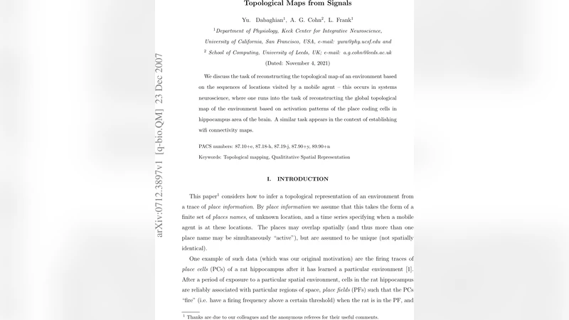 Topological Maps from Signals