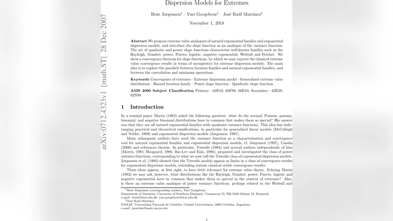 Dispersion Models for Extremes