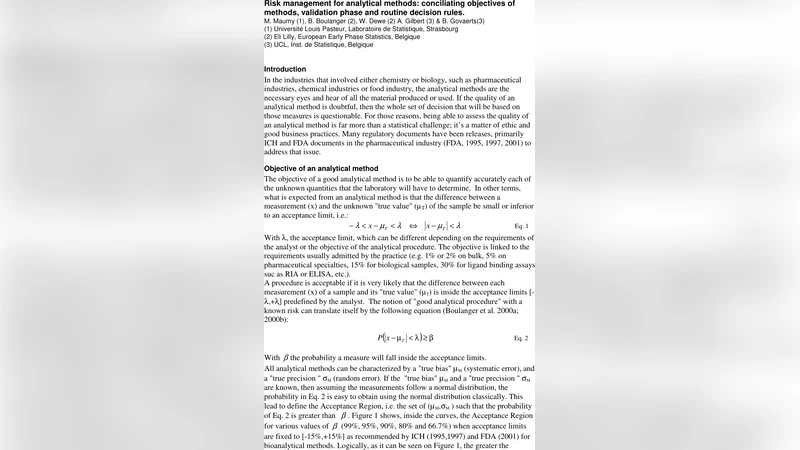 Risk management for analytical methods: conciliating objectives of   methods, validation phase and routine decision rules