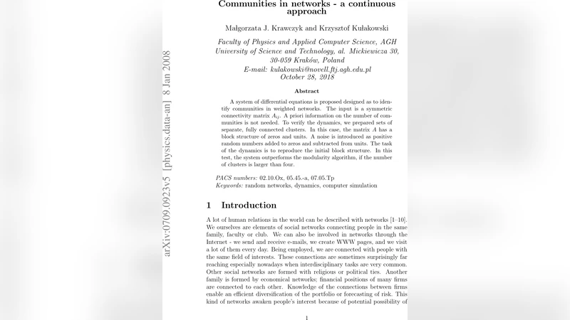 Communities in networks - a continuous approach