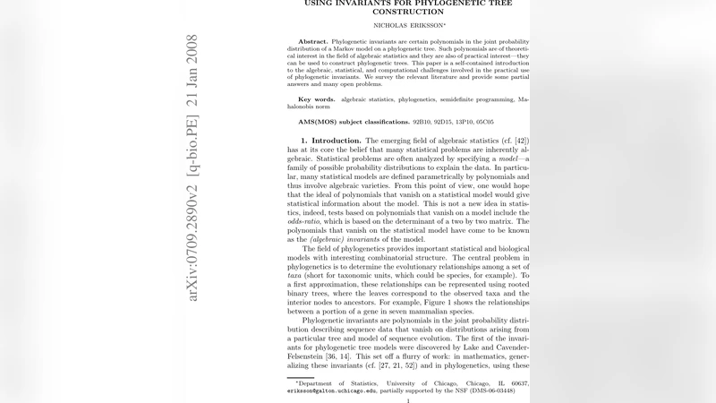 Using invariants for phylogenetic tree construction