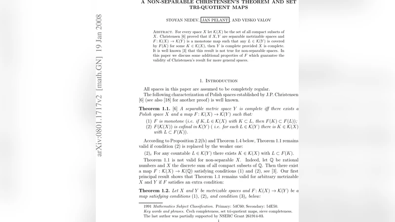 A non-separable Christensens theorem and set tri-quotient maps