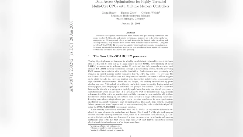 Data access optimizations for highly threaded multi-core CPUs with   multiple memory controllers