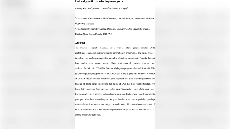 Units of genetic transfer in prokaryotes