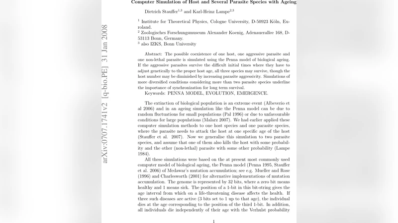 Computer Simulation of Host and two Parasite Species with Ageing