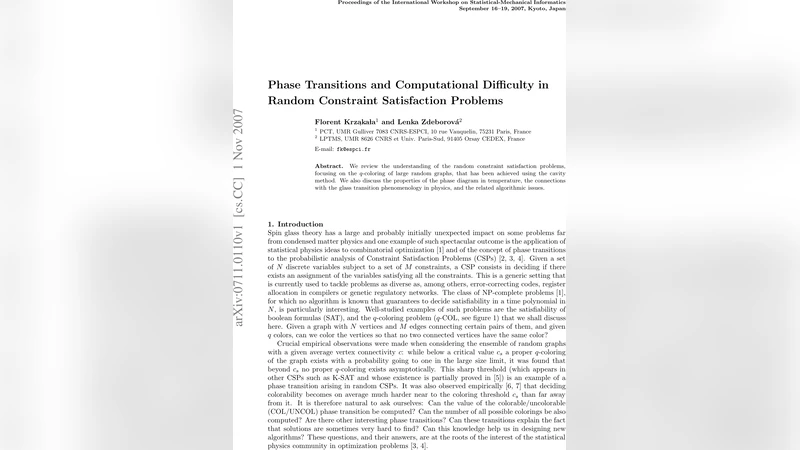 Phase Transitions and Computational Difficulty in Random Constraint   Satisfaction Problems