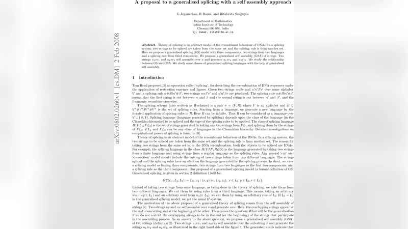 A proposal to a generalised splicing with a self assembly approach