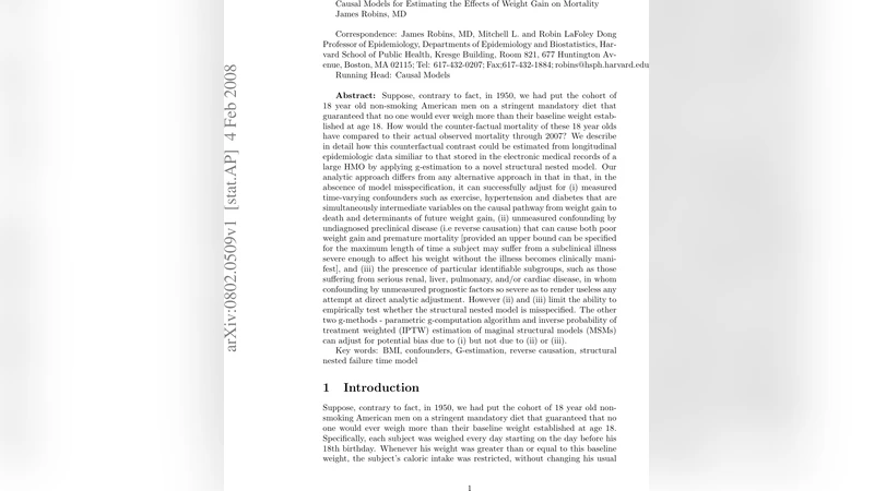 Causal Models for Estimating the Effects of Weight Gain on Mortality