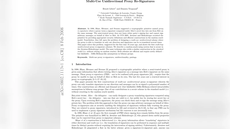 Multi-Use Unidirectional Proxy Re-Signatures