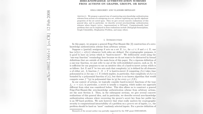 Zero-knowledge authentication schemes from actions on graphs, groups, or   rings
