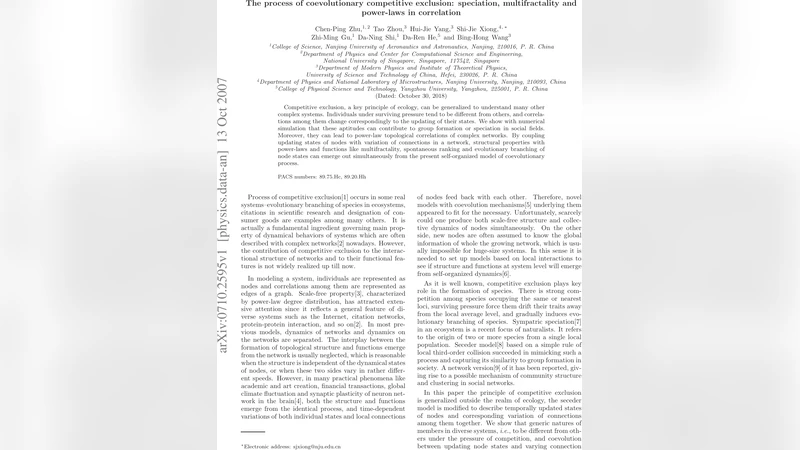 The process of coevolutionary competitive exclusion: speciation,   multifractality and power-laws in correlation