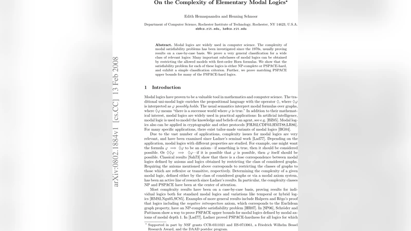 On the Complexity of Elementary Modal Logics