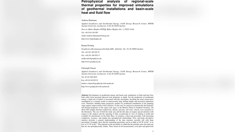 Petrophysical analysis of regional-scale thermal properties for improved   simulations of geothermal installations and basin-scale heat and fluid flow