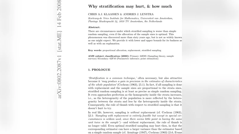 Why stratification may hurt, & how much