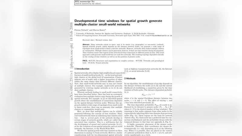 Developmental time windows for spatial growth generate multiple-cluster   small-world networks