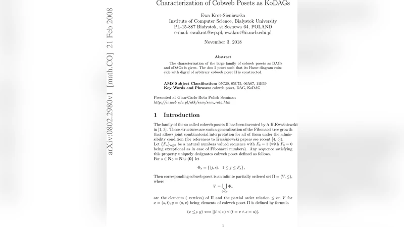 Characterization of Cobweb Posets as KoDAGs
