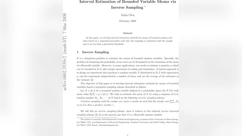 Interval Estimation of Bounded Variable Means via Inverse Sampling