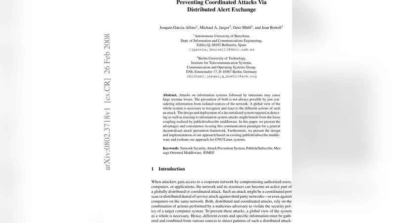 Preventing Coordinated Attacks Via Distributed Alert Exchange