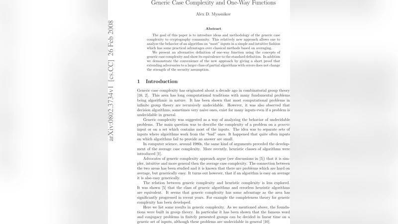 Generic case complexity and One-Way functions