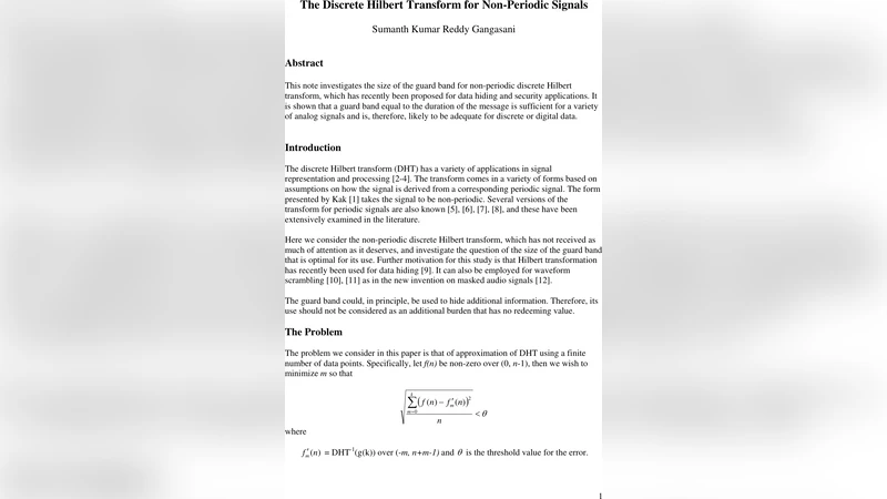 The Discrete Hilbert Transform for Non-Periodic Signals