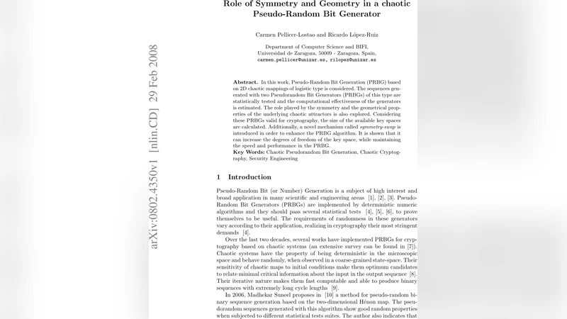 Role of Symmetry and Geometry in a chaotic Pseudo-Random Bit Generator