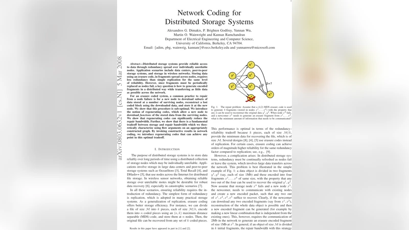 Network Coding for Distributed Storage Systems