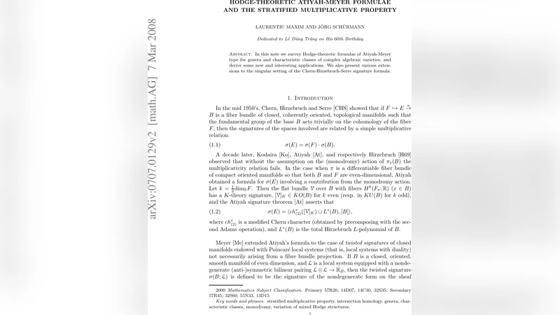 Hodge-theoretic Atiyah-Meyer formulae and the stratified multiplicative   property