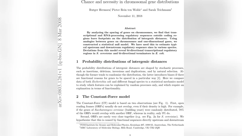 Chance and necessity in chromosomal gene distributions