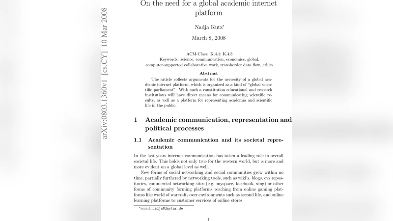 On the need for a global academic internet platform