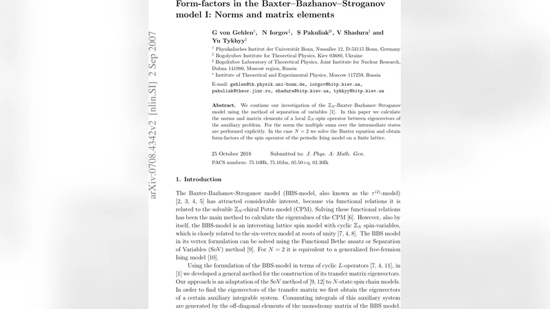 Form-factors in the Baxter-Bazhanov-Stroganov model I: Norms and matrix   elements