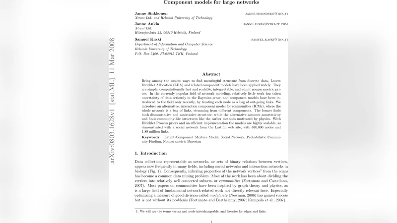 Component models for large networks