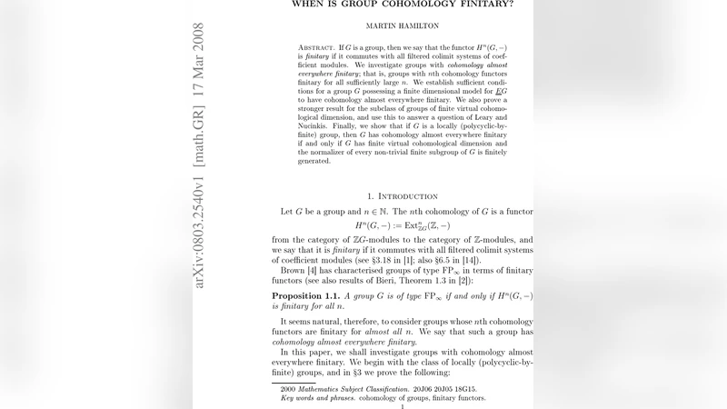 When is Group Cohomology Finitary?