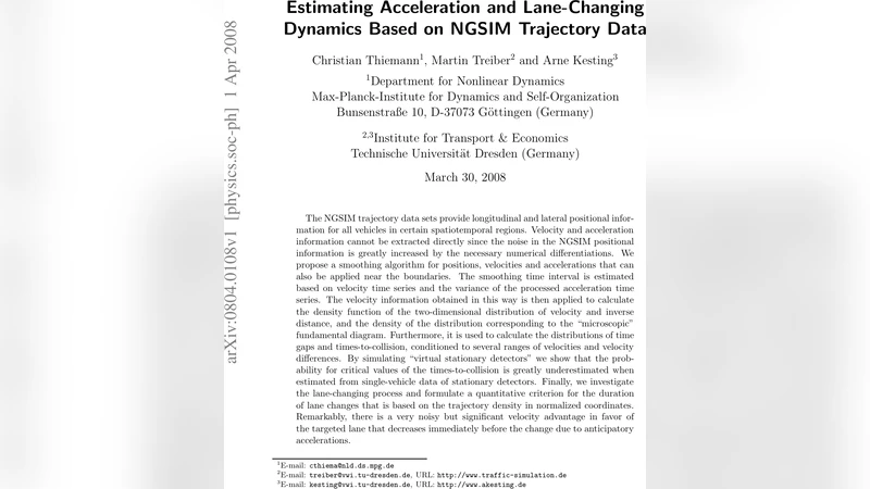 Estimating Acceleration and Lane-Changing Dynamics Based on NGSIM   Trajectory Data