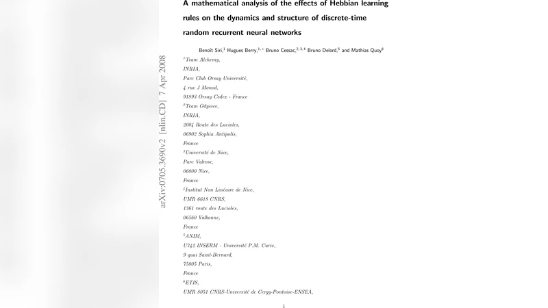 A mathematical analysis of the effects of Hebbian learning rules on the   dynamics and structure of discrete-time random recurrent neural networks