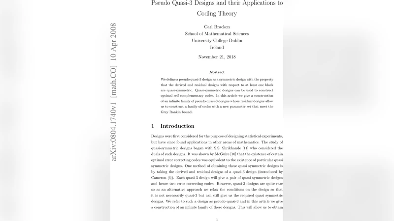 Pseudo Quasi-3 Designs and their Applications to Coding Theory