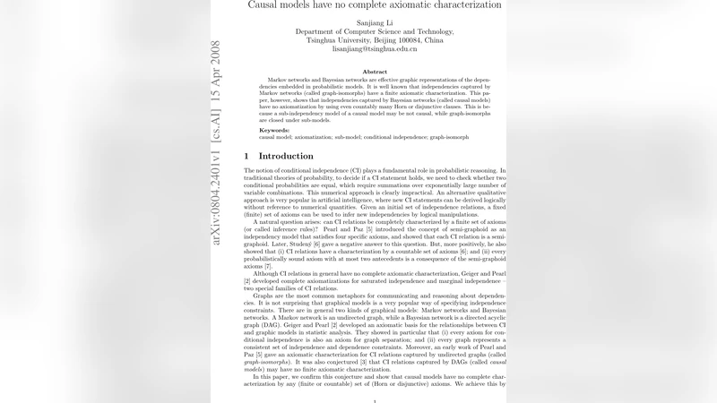 Causal models have no complete axiomatic characterization