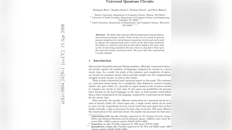 Universal Quantum Circuits