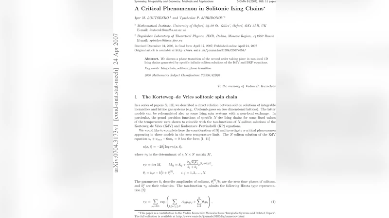 A Critical Phenomenon in Solitonic Ising Chains