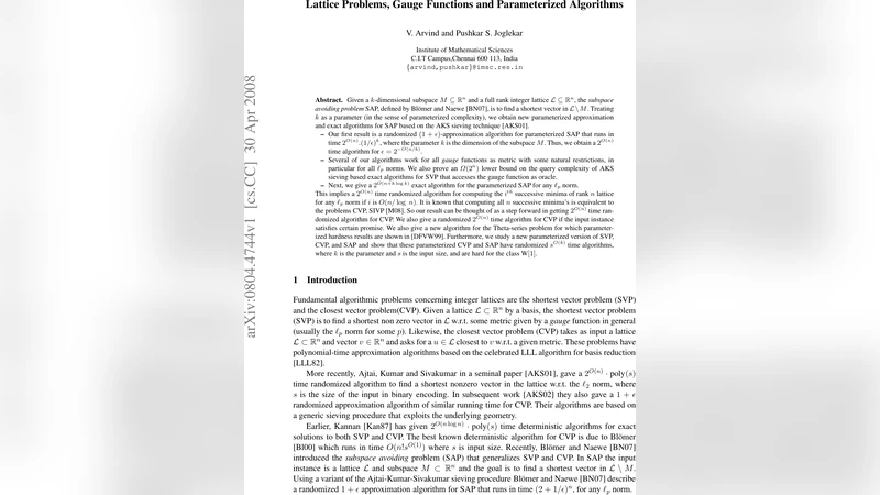 Lattice Problems, Gauge Functions and Parameterized Algorithms