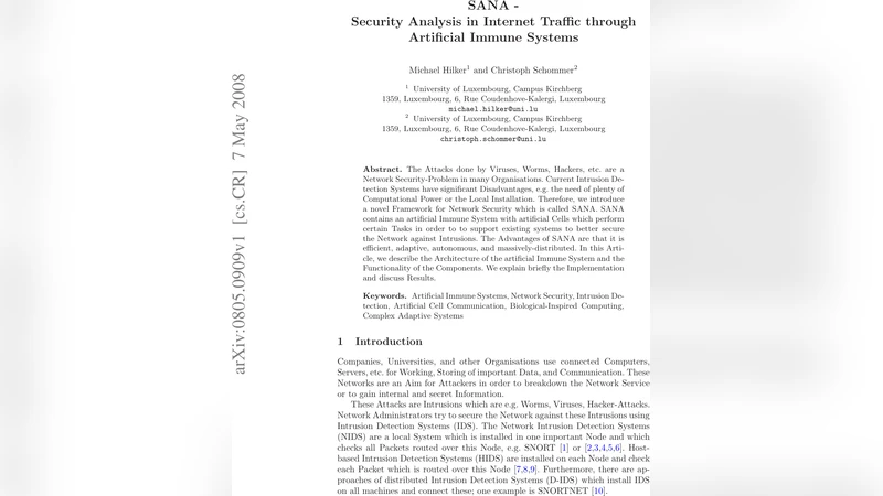 SANA - Security Analysis in Internet Traffic through Artificial Immune   Systems